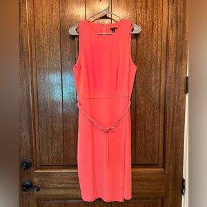 EUC Belted Ann Taylor Coral Midi Dress